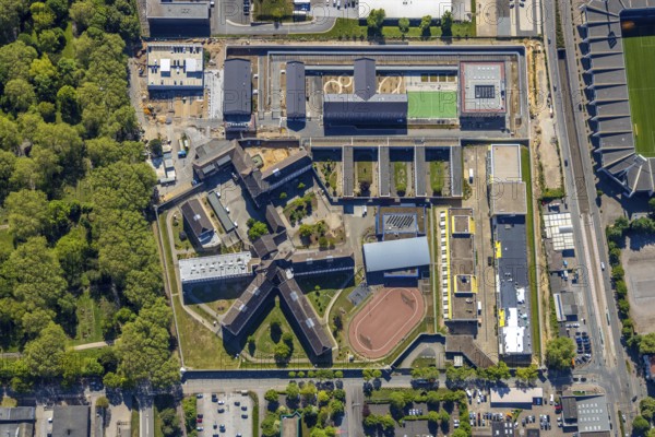 Aerial view, correctional facility Bochum, construction site, Krümmede 3, Bochum, Ruhr area, North