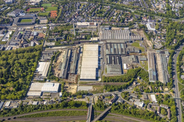 Aerial photograph, thyssenkrupp Steel Europe AG Bochum plant, Bochum prison, Castroper Straße,