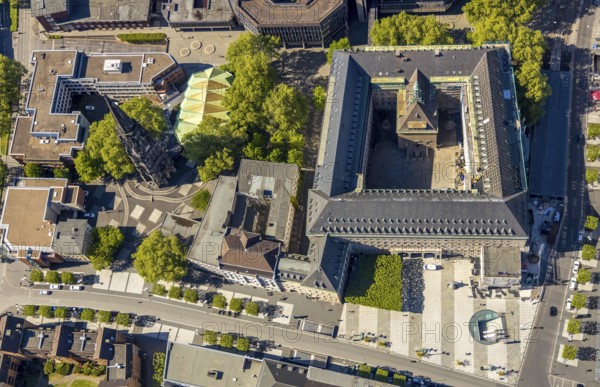 Aerial view, renovation of Bochum town hall with carillon, Willy-Brandt-Platz, Christus Kirche,