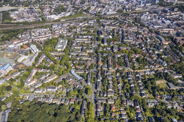 Aerial view, Ehrenfeld, Romanusplatz, Wiemelhausen, Bochum, Ruhr area, North Rhine-Westphalia,