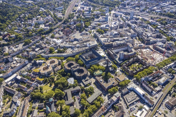 Aerial view, city hall Bochum, Telekomblock and BVZ area, Gleisdreieck, Bochum, Ruhr area, North