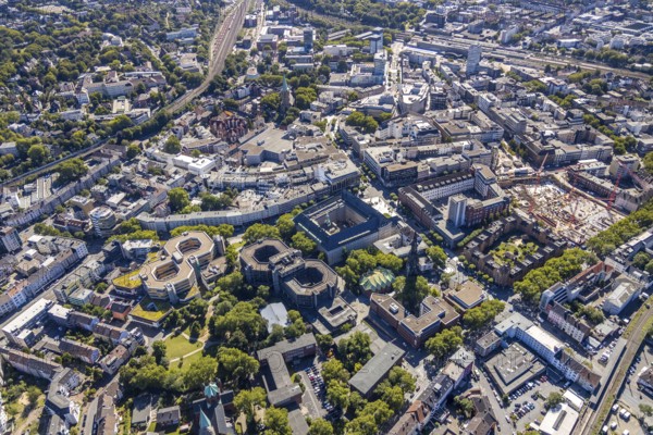 Aerial view, city hall Bochum, Telekomblock and BVZ area, Gleisdreieck, Bochum, Ruhr area, North