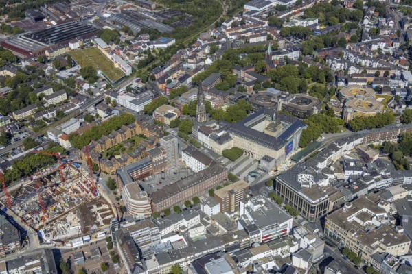 Aerial view, city hall Bochum, Telekomblock and BVZ area, Gleisdreieck, Bochum, Ruhr area, North