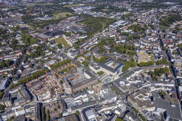 Aerial view, city hall Bochum, Telekomblock and BVZ area, Gleisdreieck, Bochum, Ruhr area, North