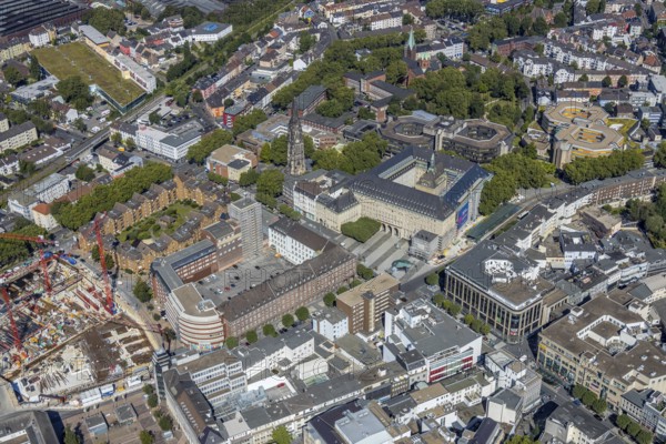 Aerial view, city hall Bochum, Telekomblock and BVZ area, Gleisdreieck, Bochum, Ruhr area, North