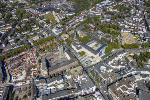 Aerial view, city hall Bochum, Telekomblock and BVZ area, Gleisdreieck, Bochum, Ruhr area, North