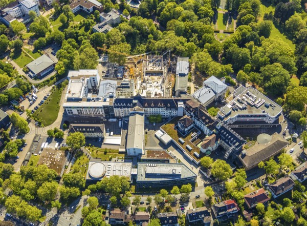 Aerial view, St. Josef-Hospital - Catholic Hospital Bochum, construction site new surgery wing,