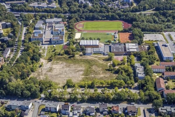 Aerial view, neighbourhood at the HealthCampus Bochum, Wiemelhausen, Bochum, Ruhr area, North