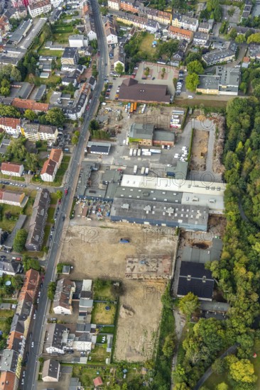 Aerial view, construction site Hansastrasse 53, Wattenscheid, Bochum, Ruhr area, North
