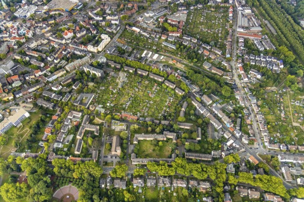 Aerial view, allotment garden site Friedlicher Nachbar, Hüllerstraße, allotment garden association