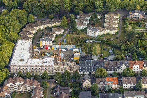 Aerial view, residential quarter with care facility Am Beisenkamp, Wattenscheid, Bochum, Ruhr area,