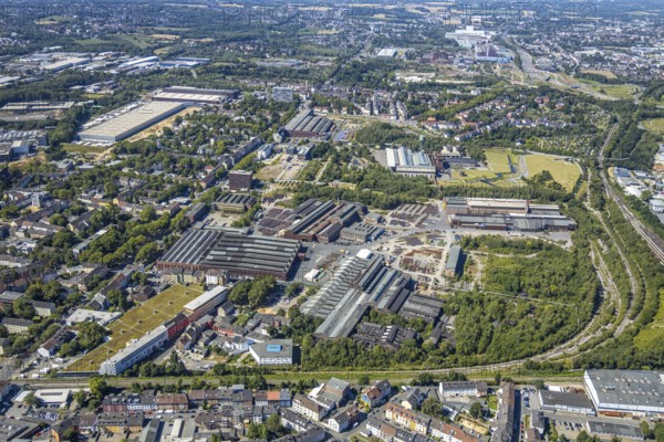 Aerial photo, Bochumer Verein Verkehrstechnik GmbH, Westpark, Gleisdreieck, Jahrhunderthalle