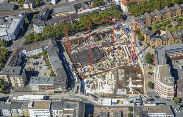 Aerial view, city centre with former justice area, city centre, Gleisdreieck, Bochum, Ruhr area,
