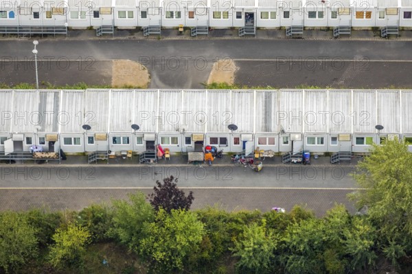 Aerial view, refugee accommodation at the former Holland colliery, residential containers,