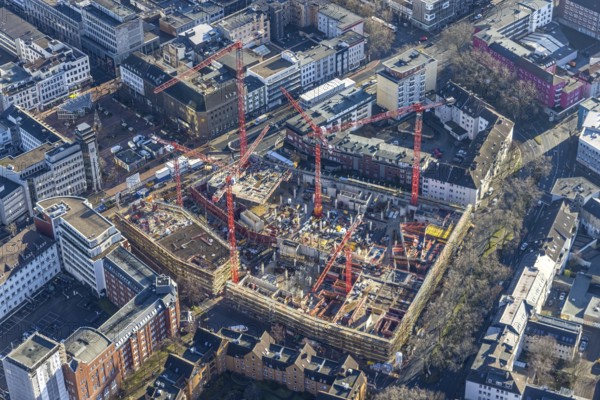 Aerial view, construction site new justice centre Bochum, Viktoriastraße, city centre, Westring,