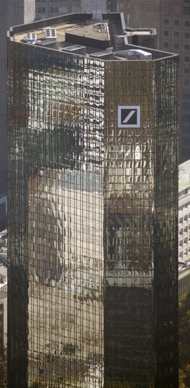 Frankfurt, skyline, skyscrapers, Deutsche Bank, DEU Germany Germany, Europe, aerial view,