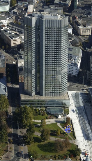 Frankfurt, skyline, skyscrapers, Deutsche Bank, DEU Germany Germany, Europe, aerial view,