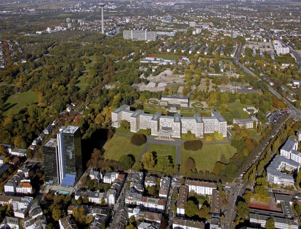 Frankfurt, skyline, skyscrapers, Deutsche Bank, DEU Germany Germany, Europe, aerial view,