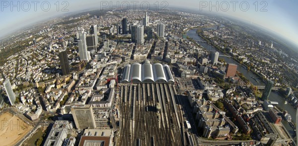 Frankfurt, skyline, skyscrapers, Deutsche Bank, DEU Germany Germany, Europe, aerial view,