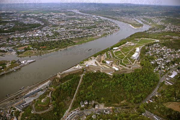Aerial view, Ehrenbreitstein Fortress, Federal Garden Show 2011 - Koblenz Transforms - 15 April to