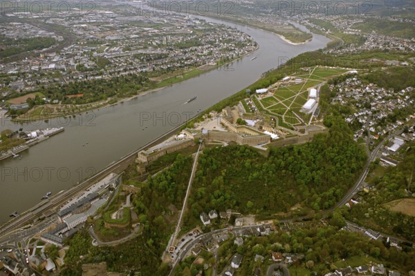 Aerial view, Ehrenbreitstein Fortress, Federal Garden Show 2011 - Koblenz Transforms - 15 April to
