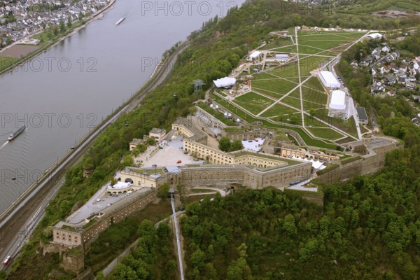 Aerial view, Ehrenbreitstein Fortress, Federal Garden Show 2011 - Koblenz Transforms - 15 April to