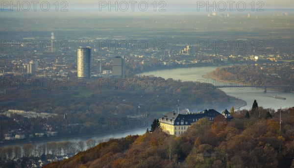 Bundesgästehaus Hotel Petersberg against the backdrop of Bonn, Königswinter, Siebengebierge between