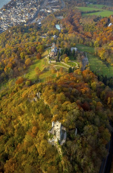 Castle ruins Drachenfels and Schloss Drachenburg, Bad Honnef, Siebengebierge between Königswinter