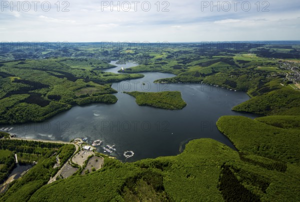 Sailing boat jetty near the dam wall, Rurstausee, Rurtalsperre Schwammenauel second largest