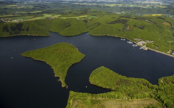 Rurstausee, Rurtalsperre Schwammenauel second largest reservoir in Germany, Heimbach, Eifel, North