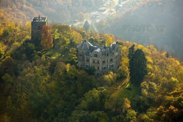 Rheineck Castle in the Rhine Valley, Rhine, autumn foliage, Bad Breisig, Ahrweiler district,