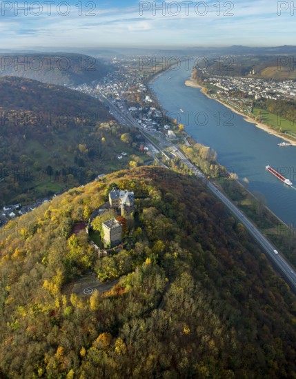 Rheineck Castle in the Rhine Valley, Rhine, autumn foliage, Bad Breisig, Ahrweiler district,