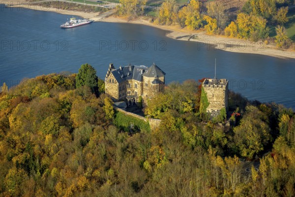 Rheineck Castle in the Rhine Valley, Rhine, autumn foliage, Bad Breisig, Ahrweiler district,