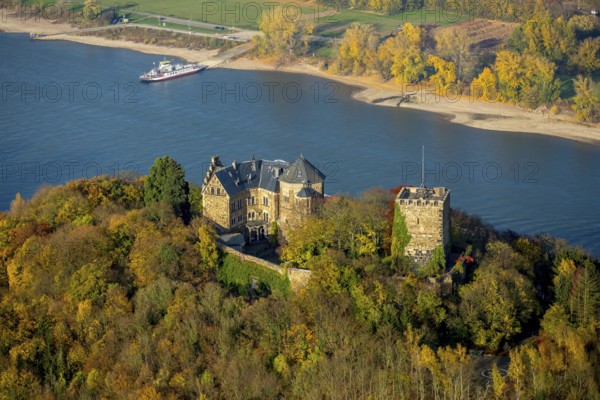 Rheineck Castle in the Rhine Valley, Rhine, autumn foliage, Bad Breisig, Ahrweiler district,