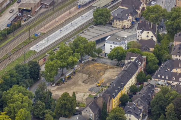 Aerial view, construction site for new hotel building on Bergerstraße at the main railway station