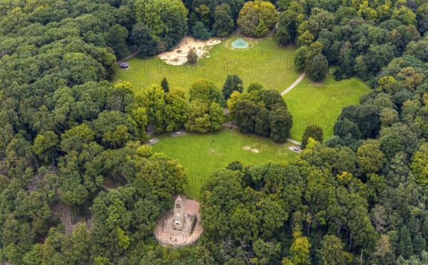 Aerial view, forest area and recreation area Hohenstein with the children's playground and