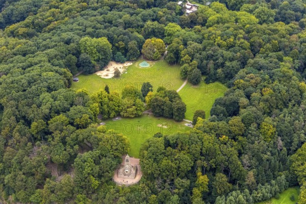Aerial view, forest area and recreation area Hohenstein with the children's playground and