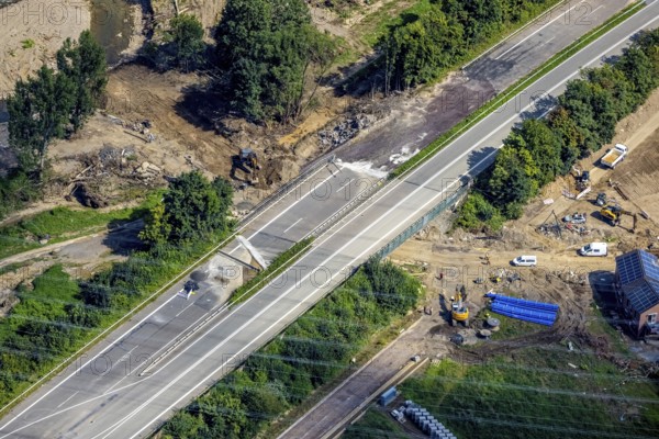 Aerial view, flood area and renovation work on a street in Bad Neuenahr-Ahrweiler, Ahr flood, Ahr