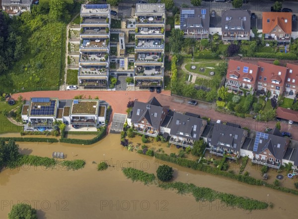 Aerial photo, Ruhr flood, flooding, Hattingen, Ruhr area, North Rhine-Westphalia, Germany, DE,