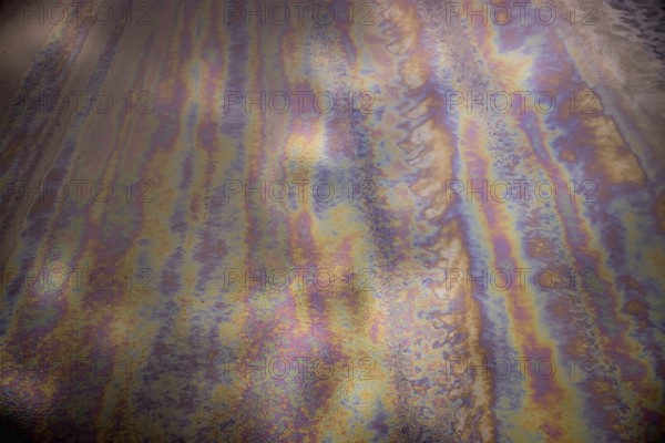 Aerial photo, Ruhr flood, flooding, Lake Baldeney with oil discolouration on the water surface,