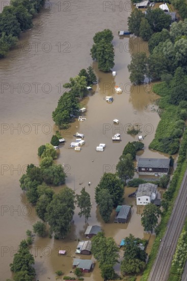 Aerial photo, Ruhr floods, flooding, Annen, Witten, Ruhr area, North Rhine-Westphalia, Germany, DE,