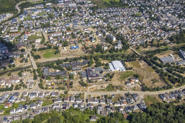 Aerial view, flood area at the river Ahr with Levana-Schule Bad Neuenahr-Ahrweiler e.V. and
