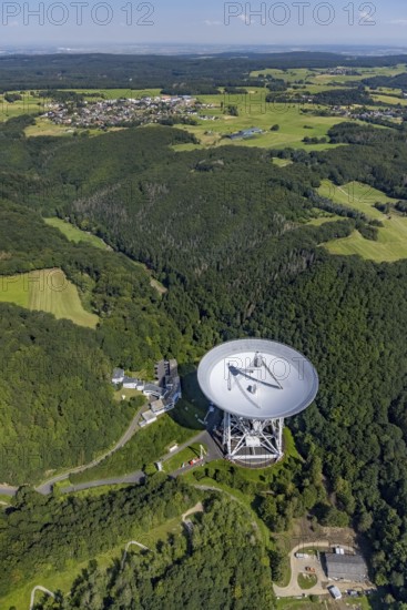Aerial photograph, Effelsberg radio telescope in the Ahr Mountains in Holzem, Bad Münstereifel, Ahr