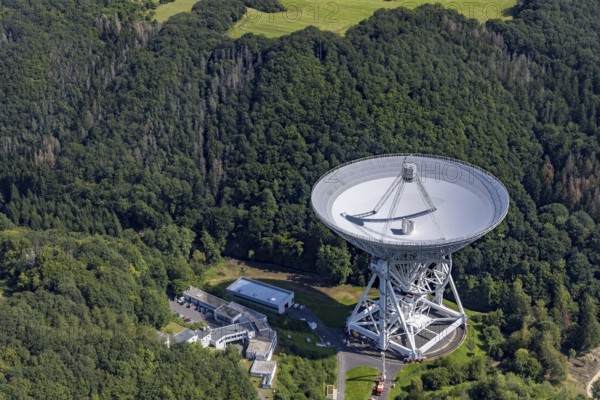Aerial photograph, Effelsberg radio telescope in the Ahr Mountains in Holzem, Bad Münstereifel, Ahr