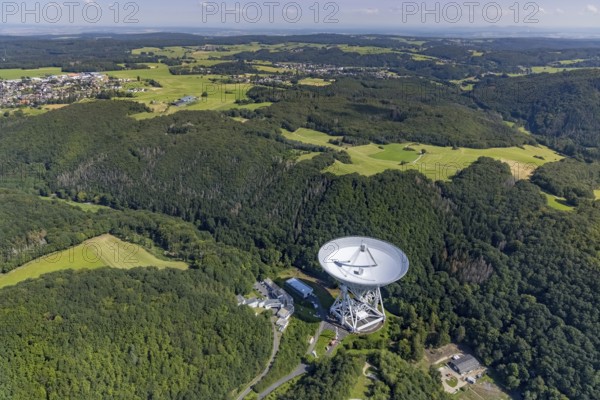 Aerial photograph, Effelsberg radio telescope in the Ahr Mountains in Holzem, Bad Münstereifel, Ahr