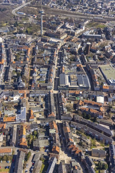 Aerial view, Alter Wasserturm, Hohe Straße pedestrian zone, Wesel, Ruhr area, Lower Rhine, North