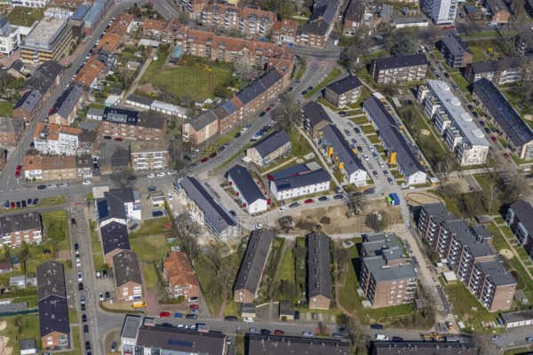 Aerial view, new development area Dresdner Straße, Leipziger Straße, Zitadellenviertel, Wesel, Ruhr