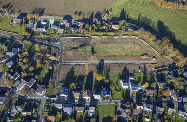 Aerial view, construction area for new housing estate between Ruhrstraße and Höhenweg in the