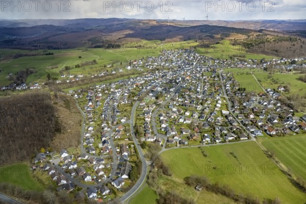 Aerial view, local view Wilgersdorf, Wilnsdorf, Siegerland, North Rhine-Westphalia, Germany, DE,