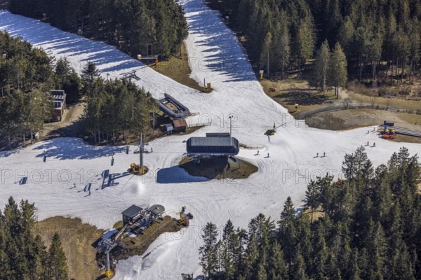 Poppenberg mountain station and chairlift, Winterberg, Sauerland, North Rhine-Westphalia, Germany,